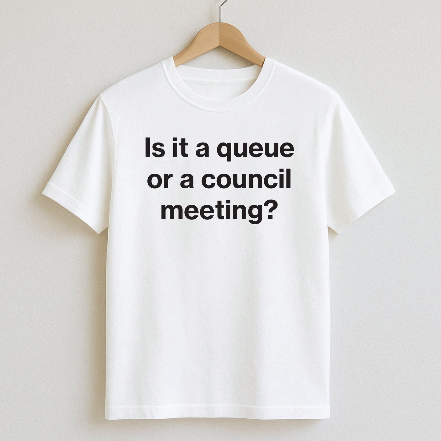 Is it a queue or a council meeting? - T-Shirt / White / S - T-Shirts and Hoodies
